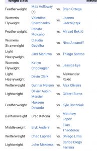 Fight card UFC 231