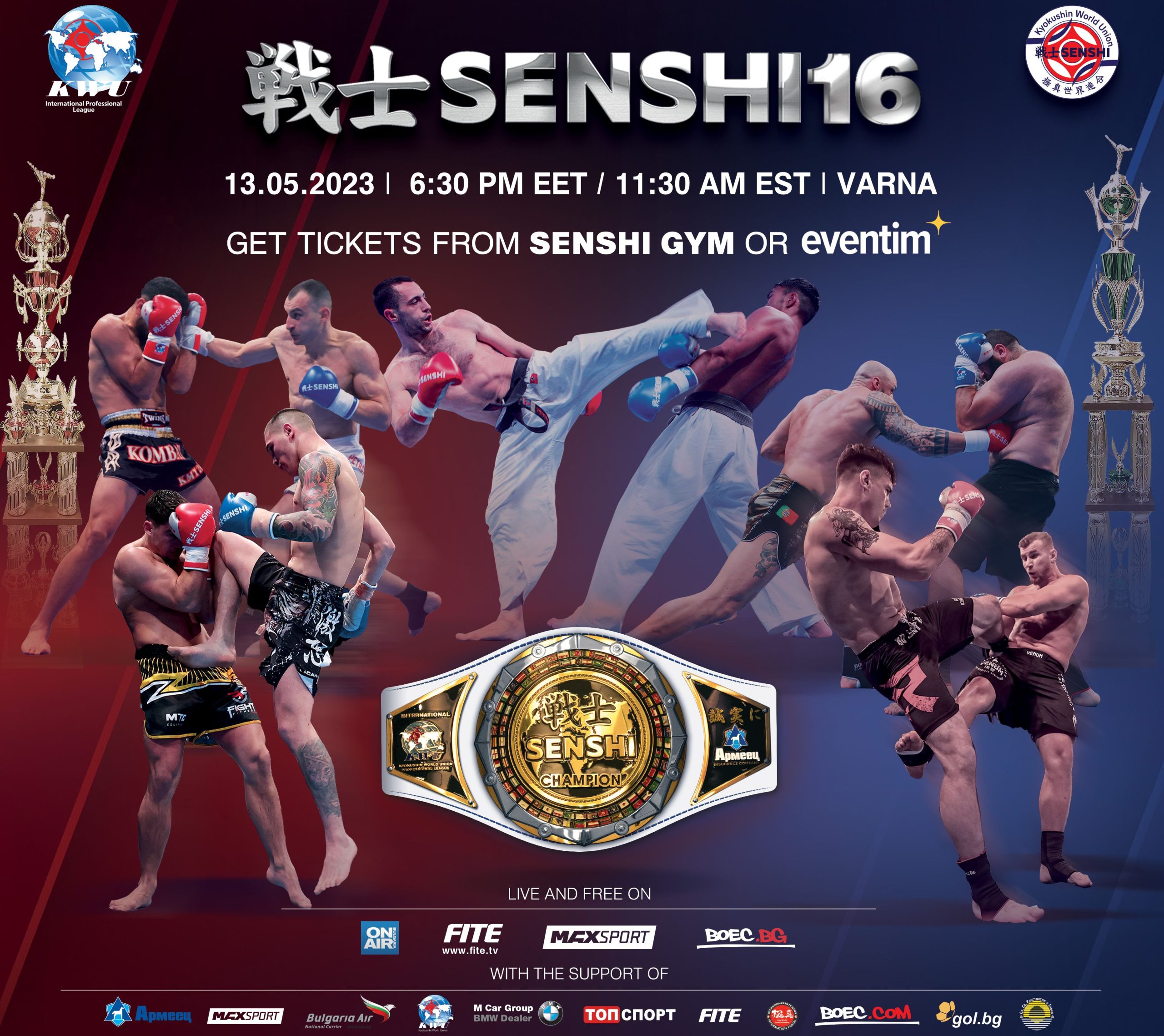 26-ма водещи бойци от 15 държави излизат на ринга в 13 титанични срещи на SENSHI 16