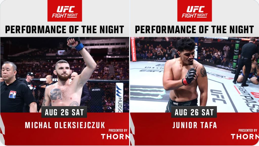 Само двама бойци взеха награди за „Представяне на вечерта“ в UFC Сингапур