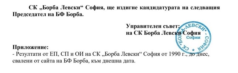 „Борба Левски“ потвърди, че иска оставката на Христо Маринов и компания