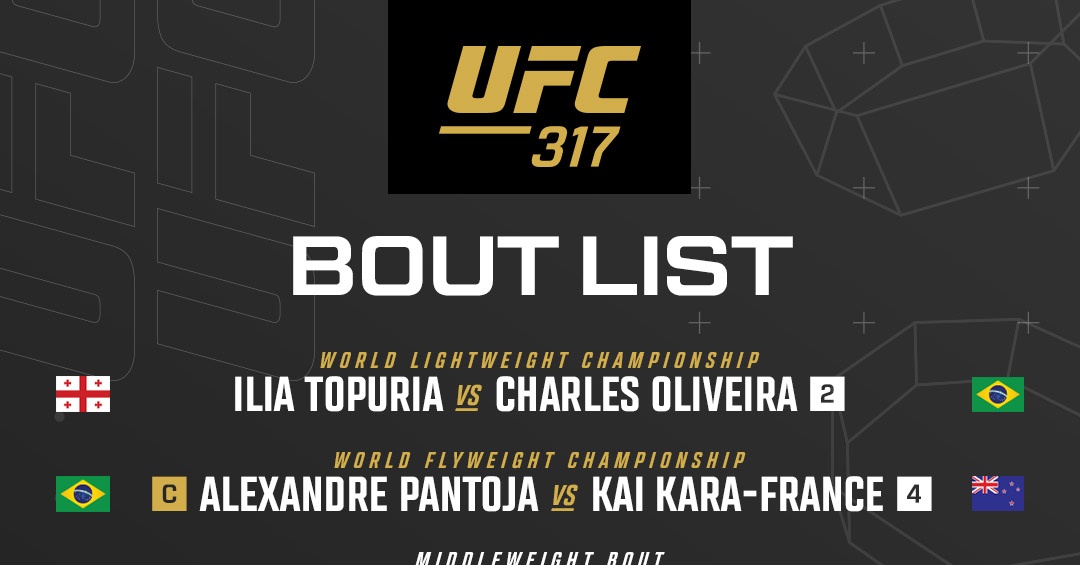 Официално: Пълна бойна карта за UFC 317: Топурия срещу Оливейра