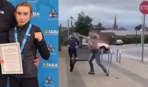 Грозно! Шампионка по бокс бие случайна минувачка (ВИДЕО)