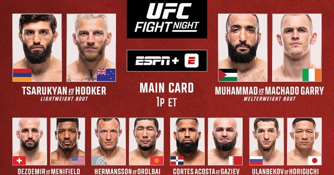 Резултати от UFC Fight Night: Царукян – Хукър